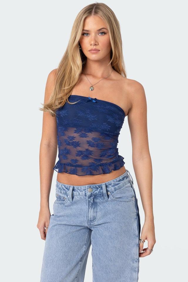 Ballet Sheer Lace Tube Top Product Image