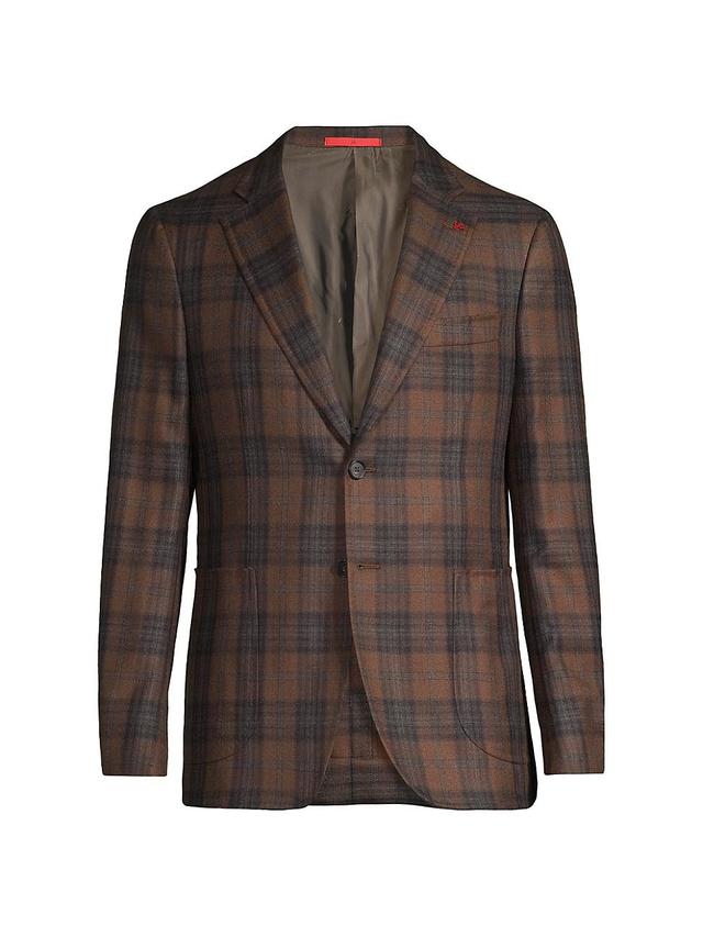 Mens Capri Plaid Cashmere-Silk Two-Button Sport Coat Product Image