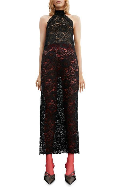 MANGO Halter Neck Lace Dress Product Image