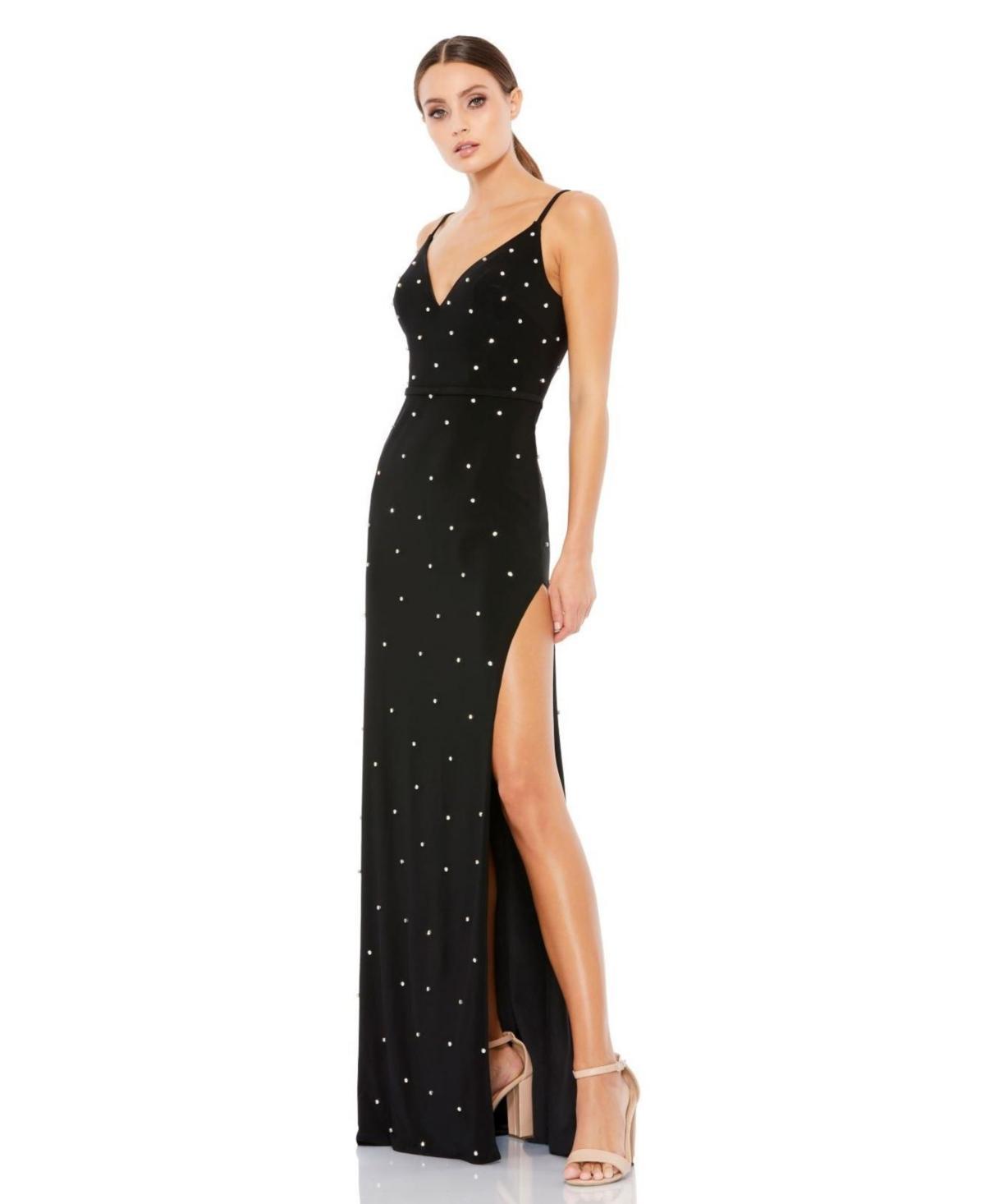 Womens Ieena Rhinestone Embellished V-Neck Gown Product Image