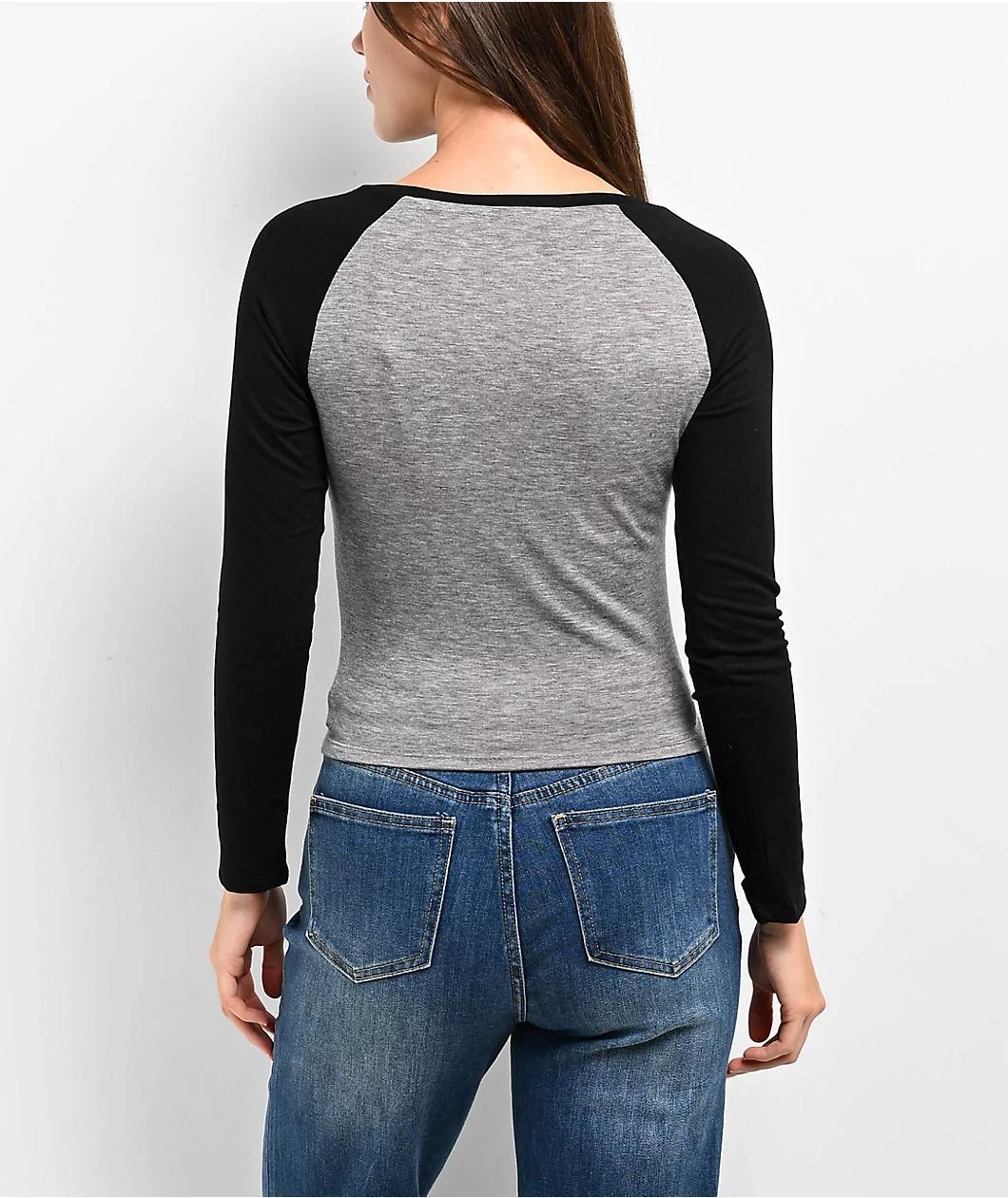 Capella Raglan Black & Grey Long Sleeve T-Shirt Product Image