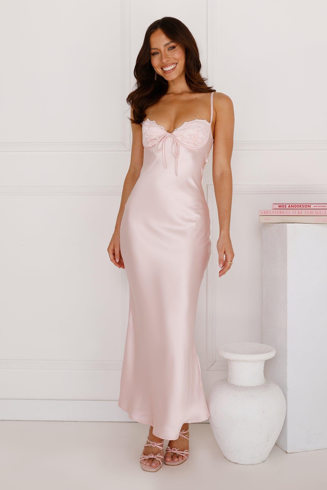 Piece Of Perfection Satin Maxi Dress Blush Product Image