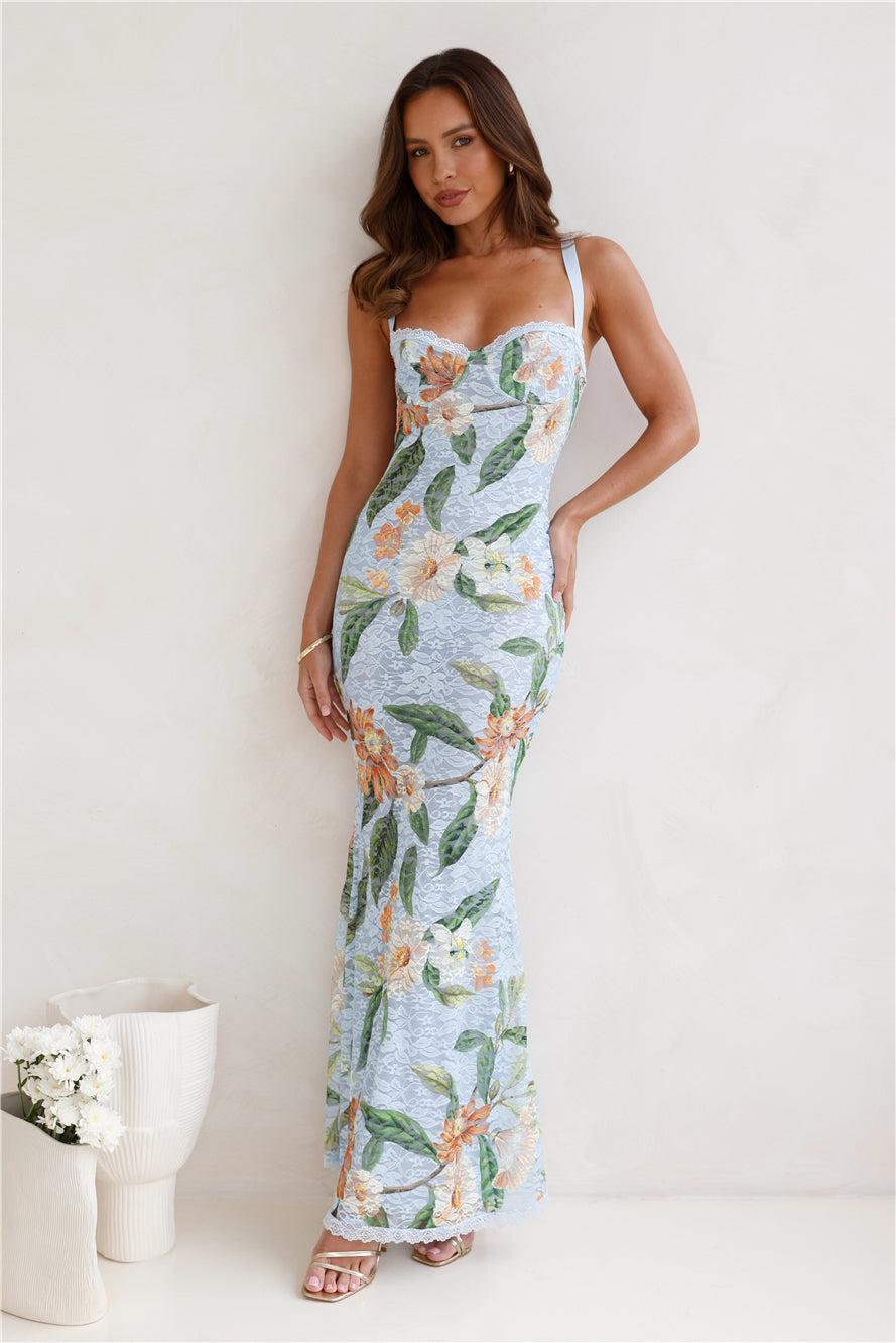 RUNAWAY Serina Maxi Dress Blue Floral Product Image