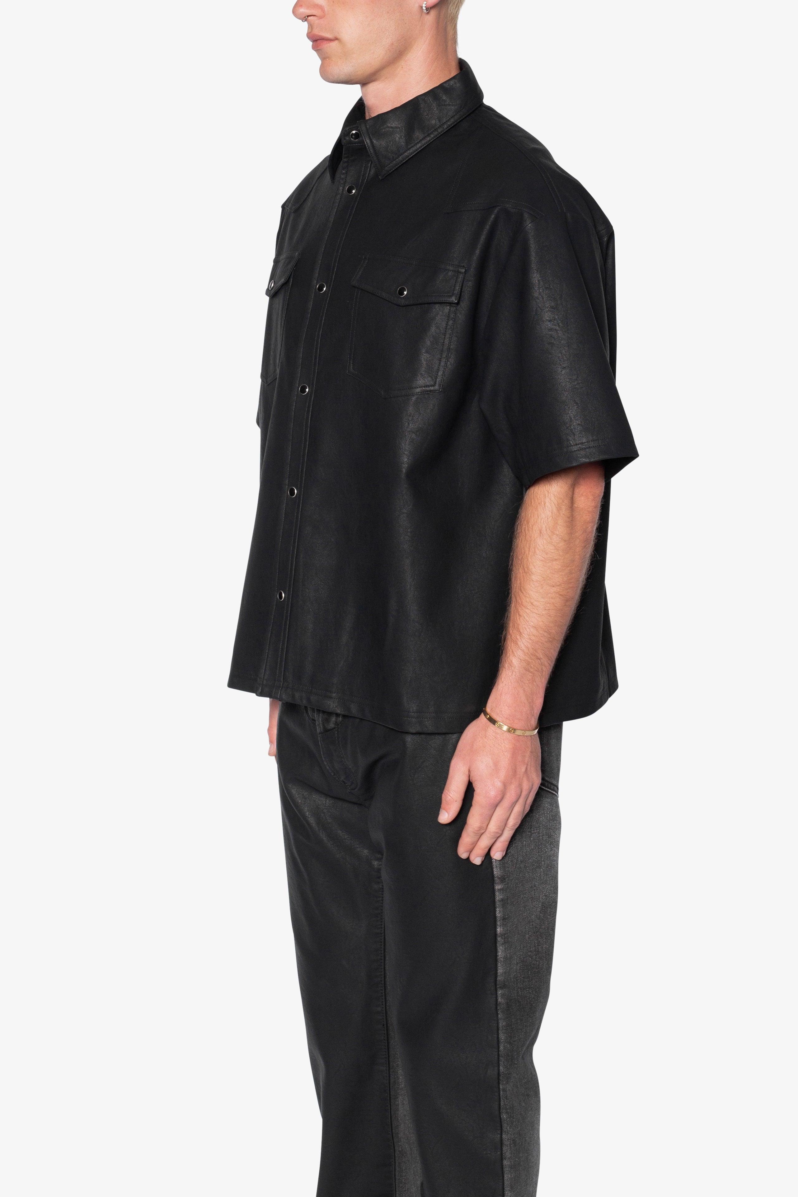 Leather S/S Shirt - Black Product Image