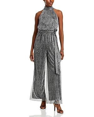 Eliza J Sequin Metallic Halter Neck Jumpsuit Product Image