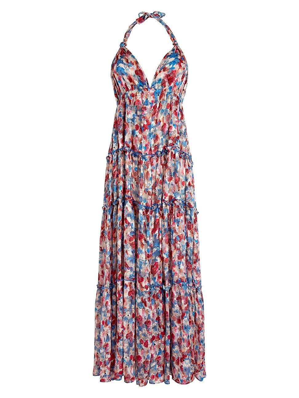 Womens Floral Halter Maxi Dress Product Image