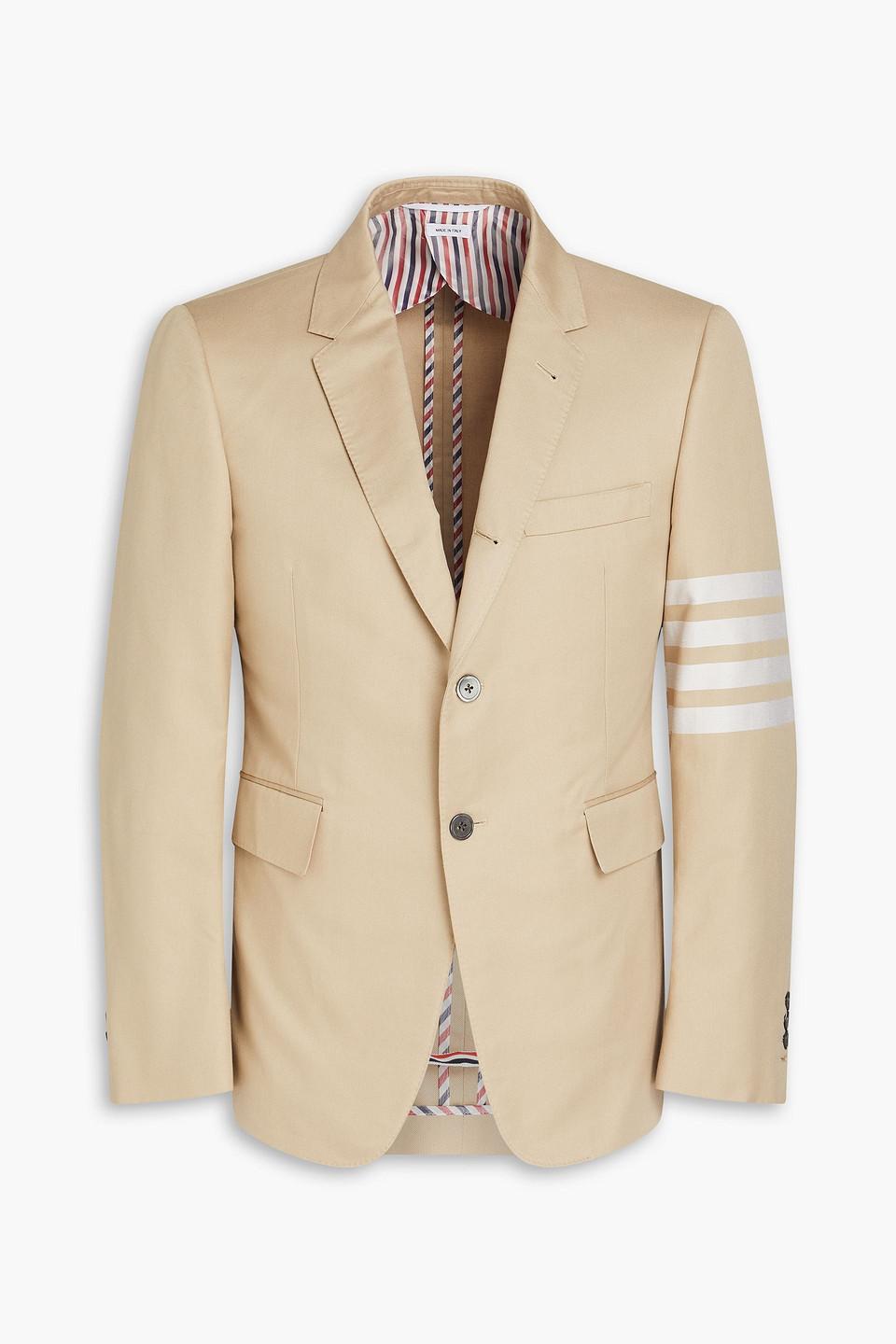 Blazer Aus Baumwoll-twill Mit Jacquard-besatz In Beige product image