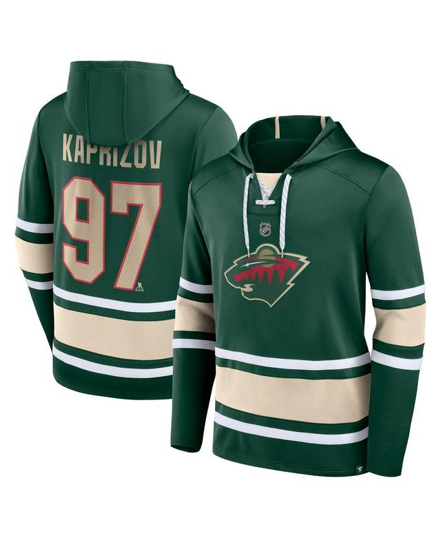 Mens Fanatics Branded Kirill Kaprizov Minnesota Wild Name & Number Lace-Up Pullover Hoodie Product Image