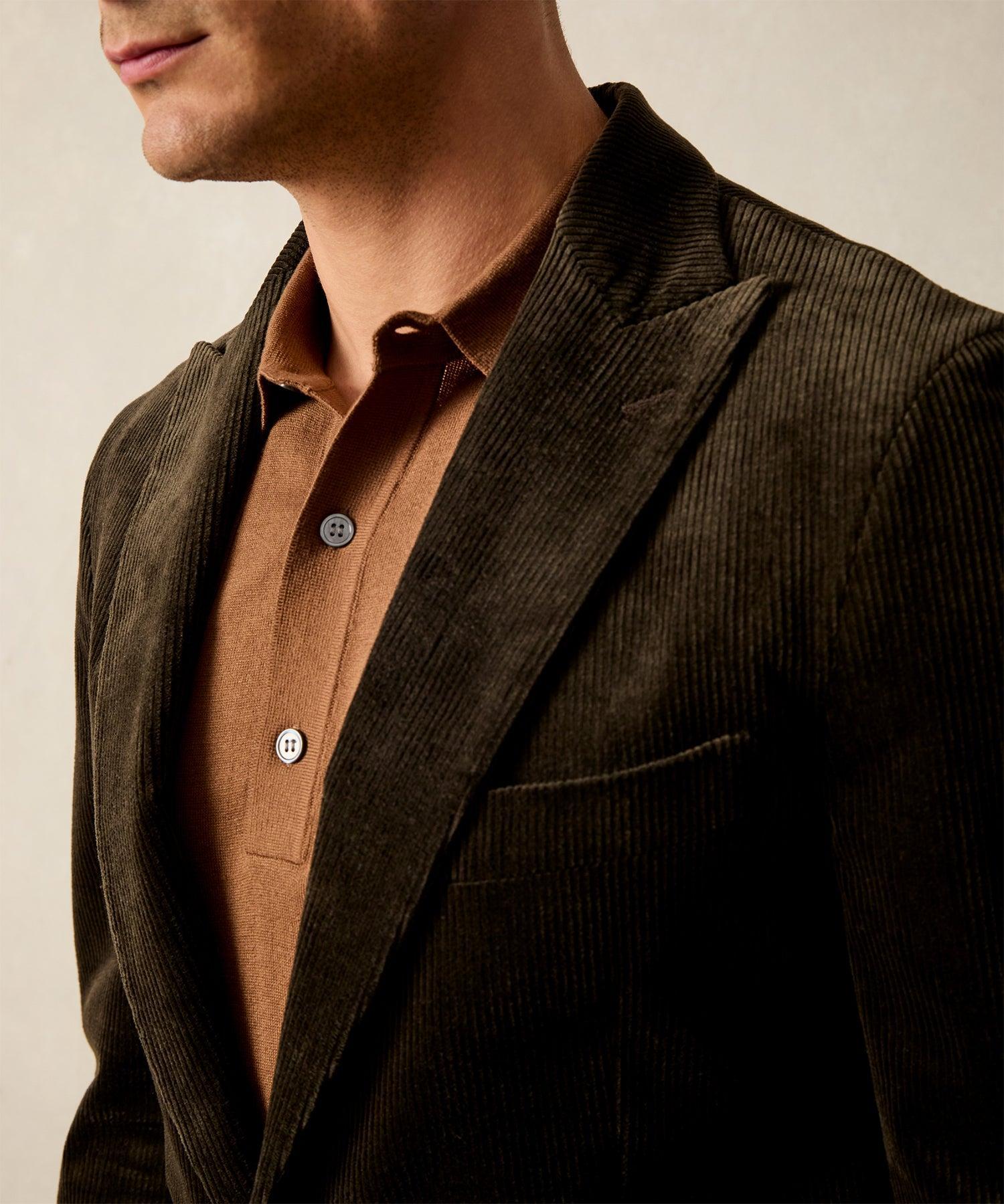 Italian Fine Wale Corduroy Sutton Jacket in Dark Brown Product Image