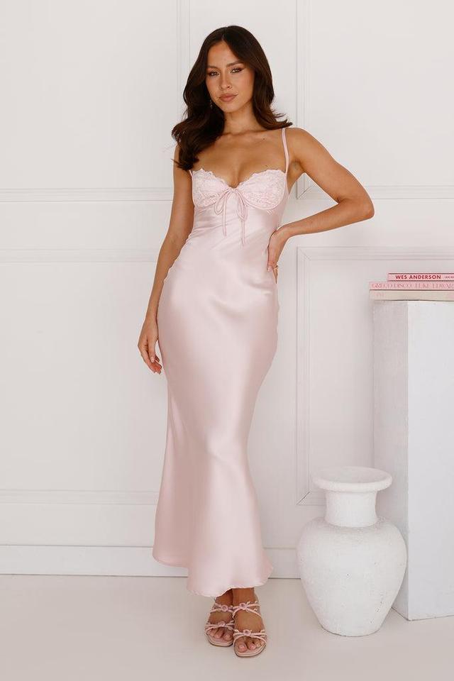 Piece Of Perfection Satin Maxi Dress Blush Product Image