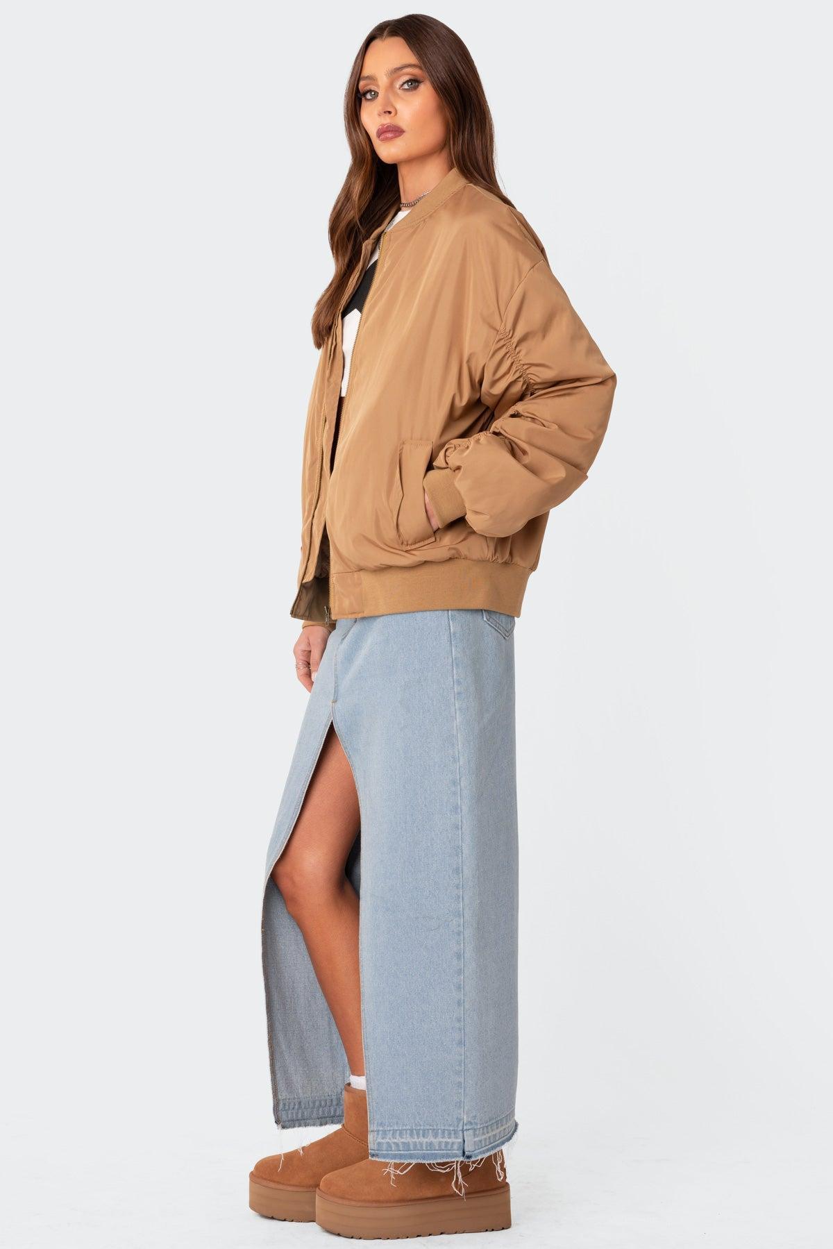 Cala Ruched Oversized Bomber Jacket Product Image