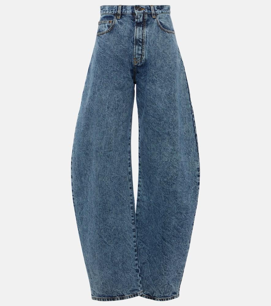 ALAÏA High-rise Barrel-leg Jeans In Blau Product Image