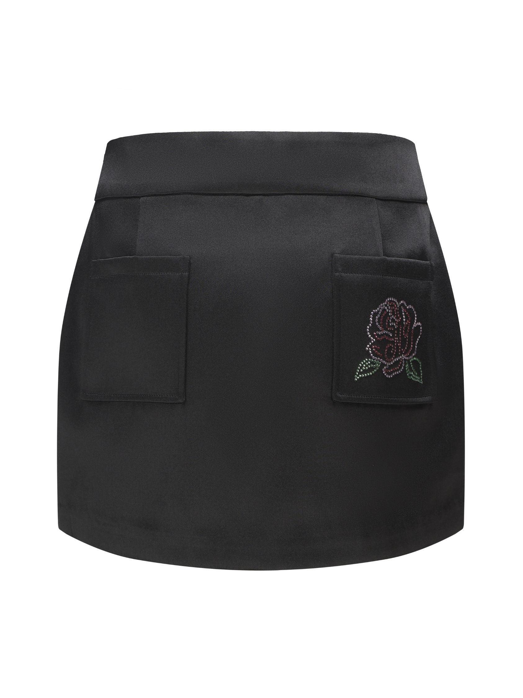 Elle Satin Mini Skirt (Black) (Final Sale) Product Image