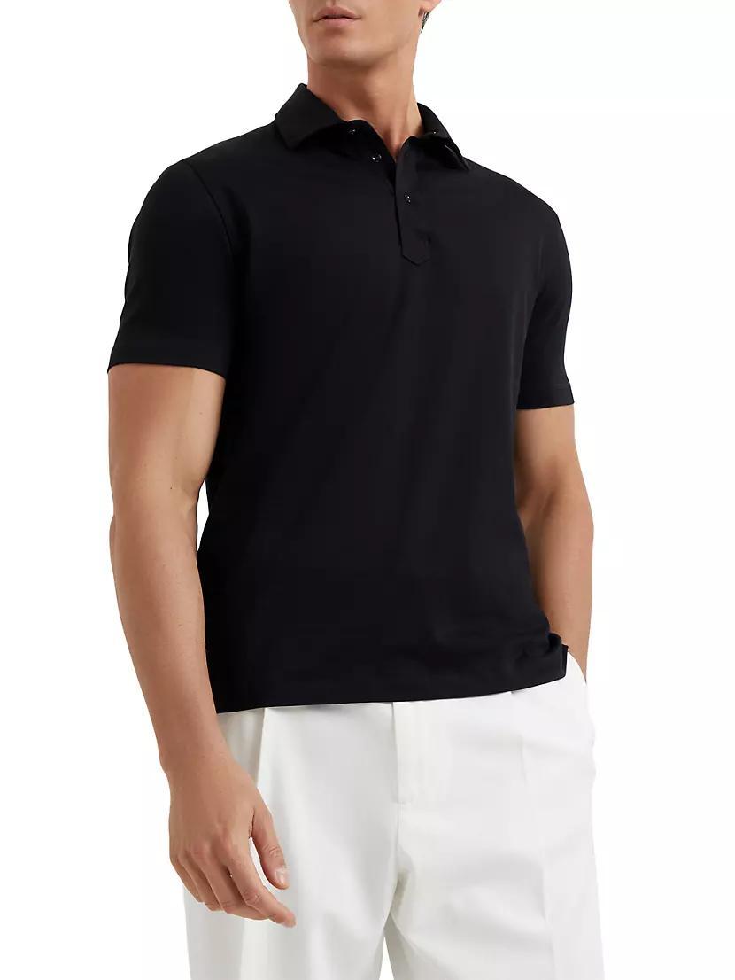 Cotton Jersey Basic Fit Polo with Shirt Style Collar Product Image