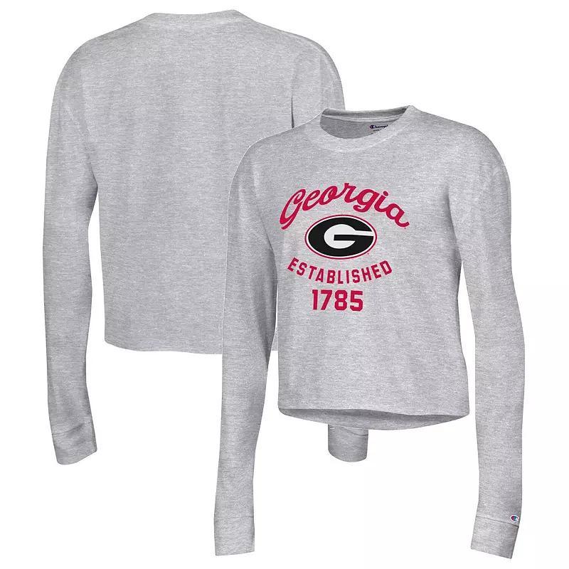 Womens Champion Gray Georgia Bulldogs Boyfriend Cropped Long Sleeve T-shirt Product Image