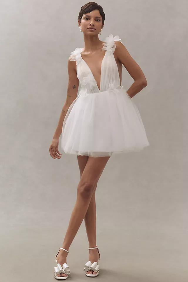 Katie May Cassia Plunge Tulle A-Line Mini Dress Product Image