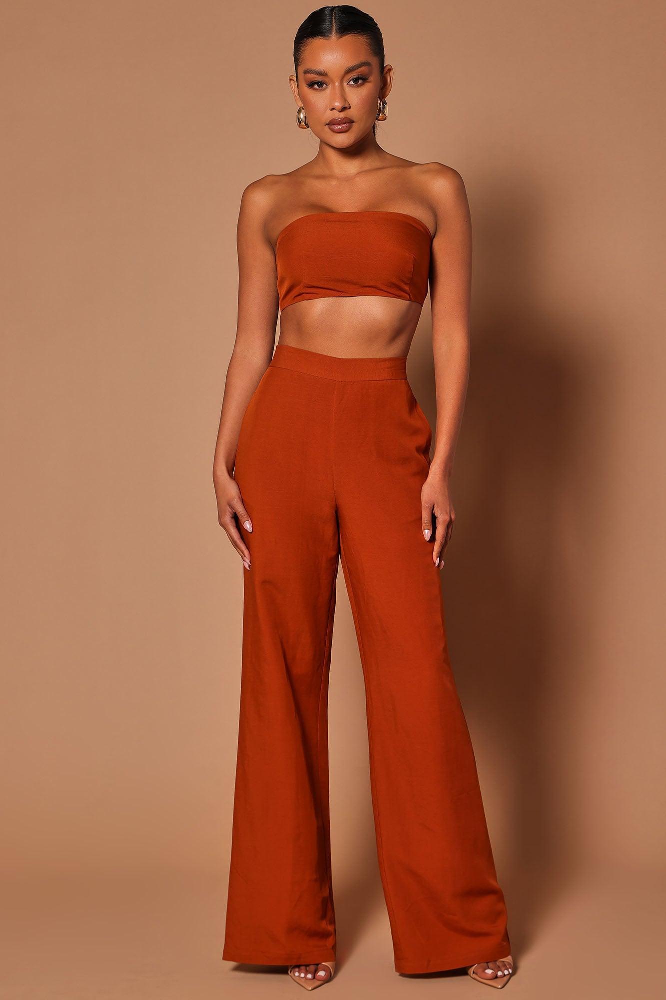 Deena Linen Crop Top - Rust Product Image