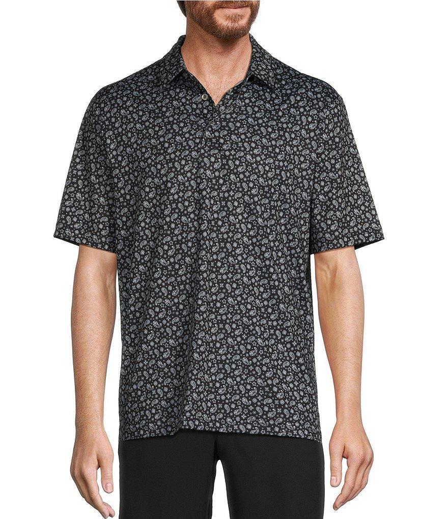 Roundtree & Yorke Big & Tall Performance Short Sleeve Paisley Print Mesh Polo Shirt Product Image