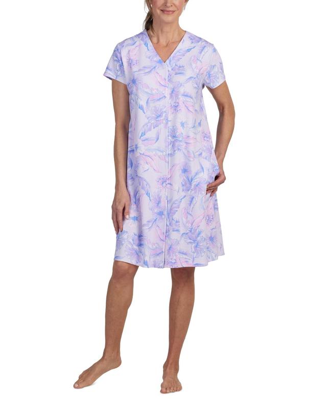 Miss Elaine Womens Short-Sleeve Floral Snap Robe Product Image