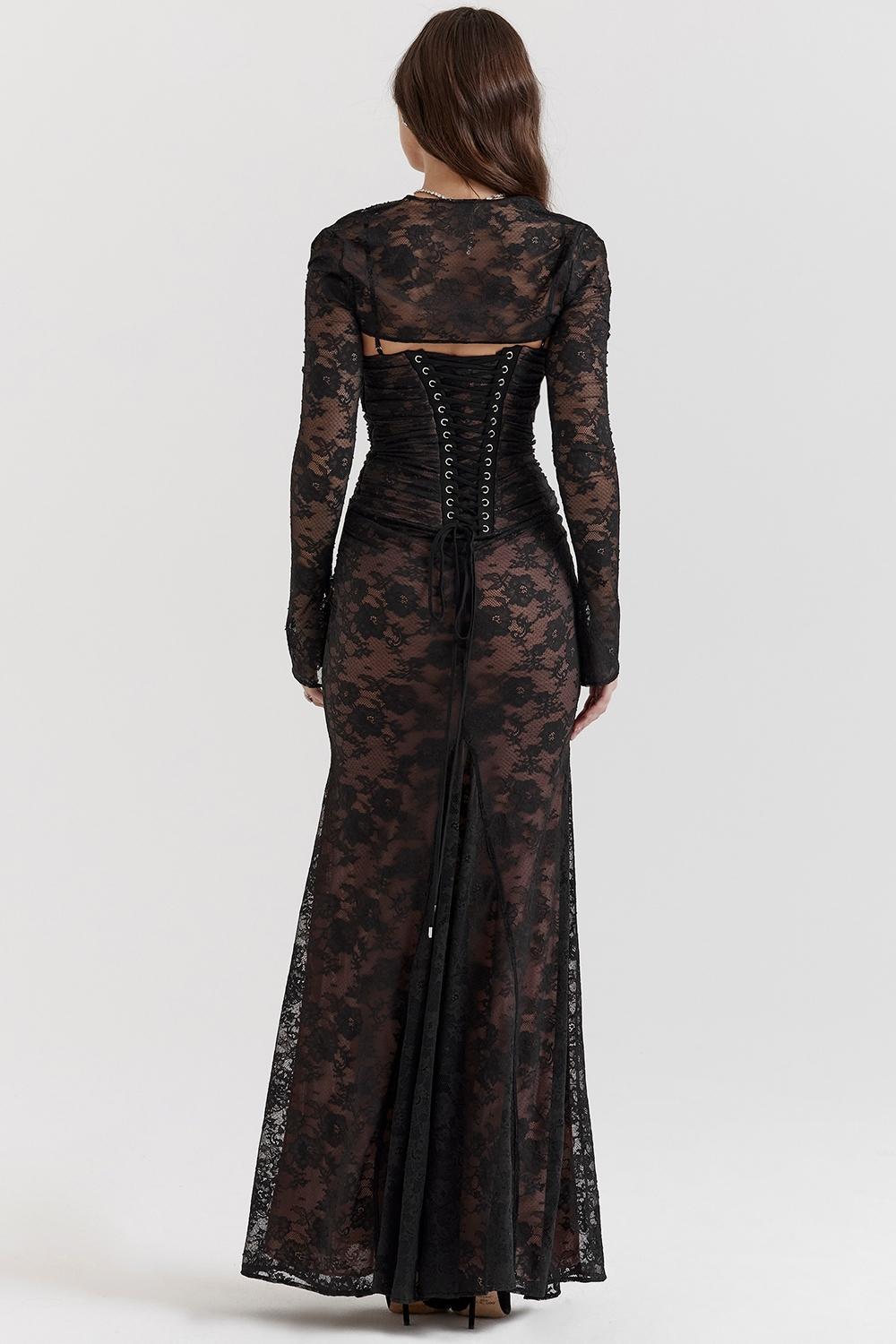 Artemis Black Lace Maxi Dress Product Image