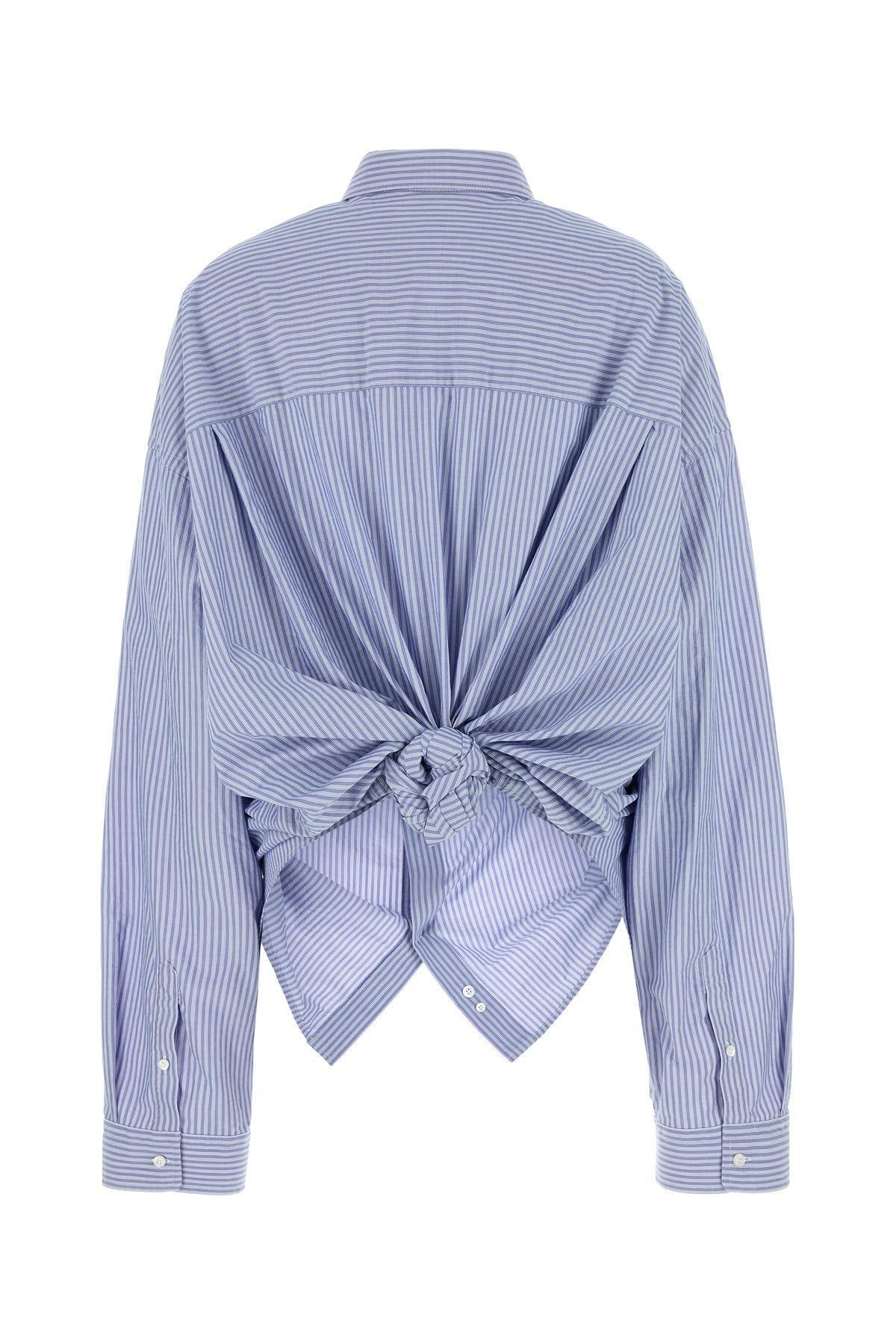 BALENCIAGA L/s Knotted Shirt, Blouse In Blue Product Image