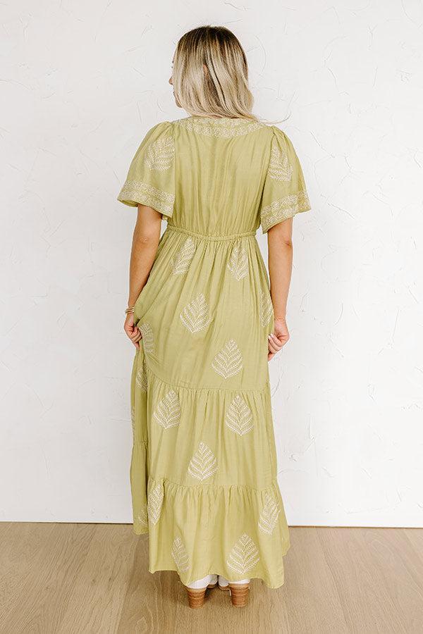 Venice Stroll Embroidered Maxi Dress in Chartreuse Product Image