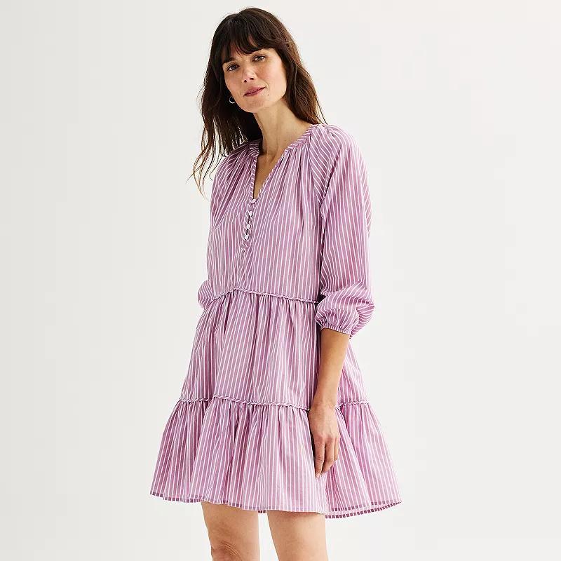 Womens Sonoma Goods For Life Tiered Y Neck Dress Product Image