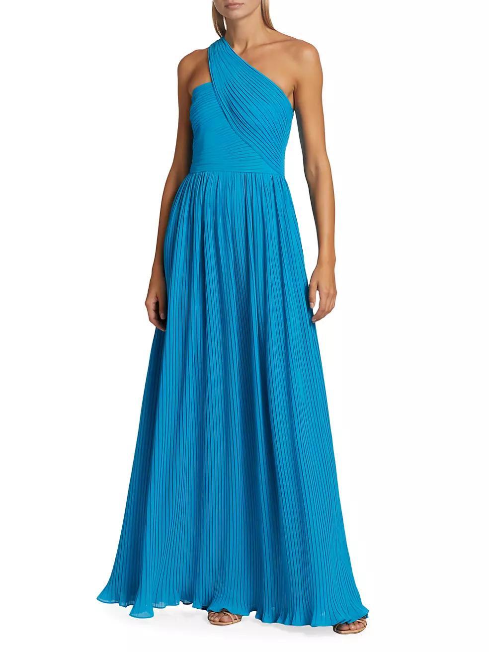 Skye One-Shoulder Pleated Gown Product Image