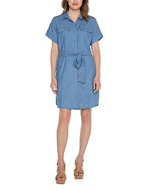 Liverpool Los Angeles Belted Denim Shirtdress Product Image