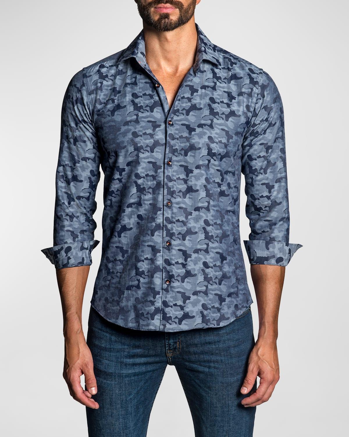 Mens Slim Fit Camouflage-Print Sport Shirt Product Image