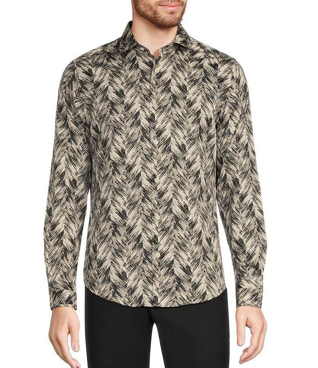 Murano Inflorescence Collection Slim Fit Herringbone Long Sleeve Woven Shirt Product Image