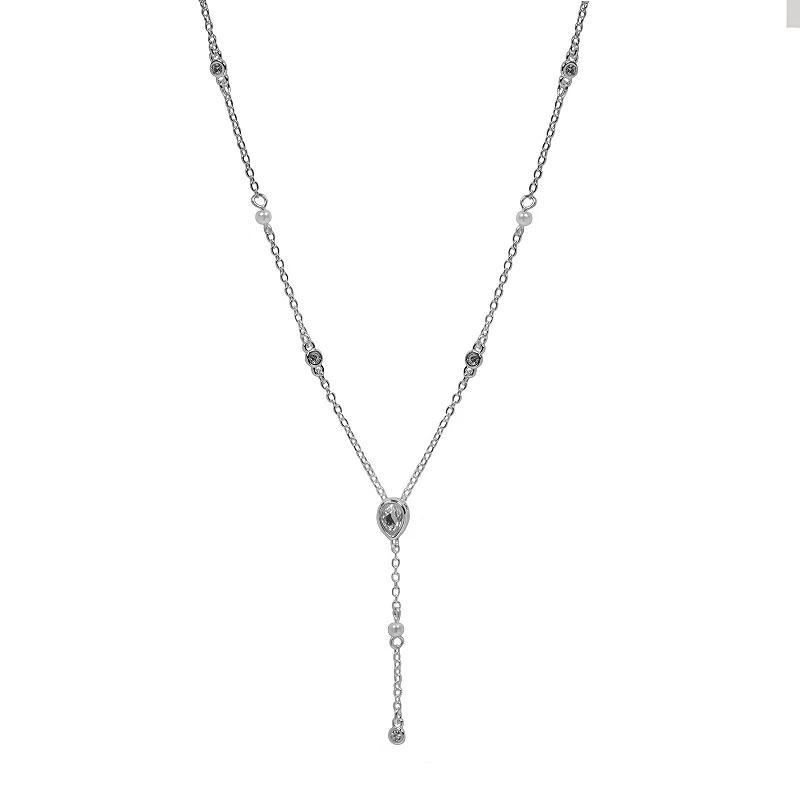 LC Lauren Conrad Silver Tone Crystal Y-Necklace, Womens, Clear Product Image