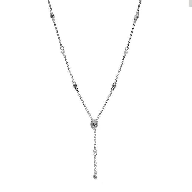 LC Lauren Conrad Silver Tone Crystal Y-Necklace, Womens, Clear Product Image