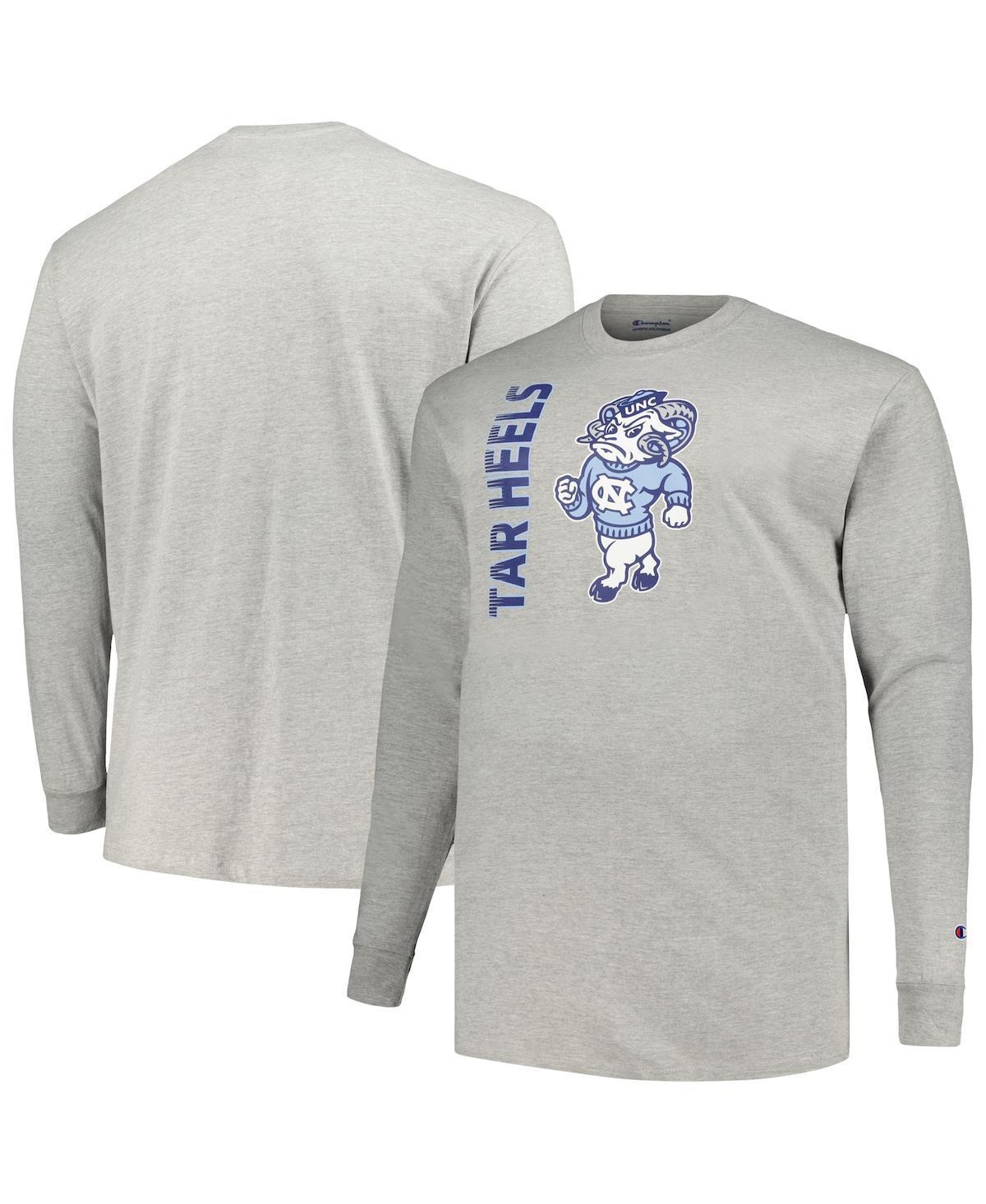 Mens Champion Heather Gray North Carolina Tar Heels Big and Tall Mascot Long Sleeve T-shirt Product Image