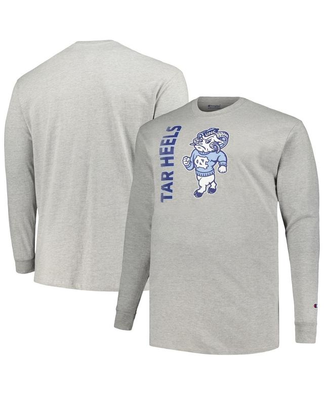 Mens Champion Heather Gray North Carolina Tar Heels Big and Tall Mascot Long Sleeve T-shirt Product Image