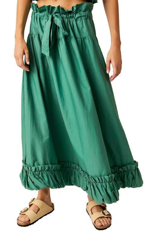 Womens Favorite Part Ruffle Cotton Tie-Waist Midi-Skirt Product Image