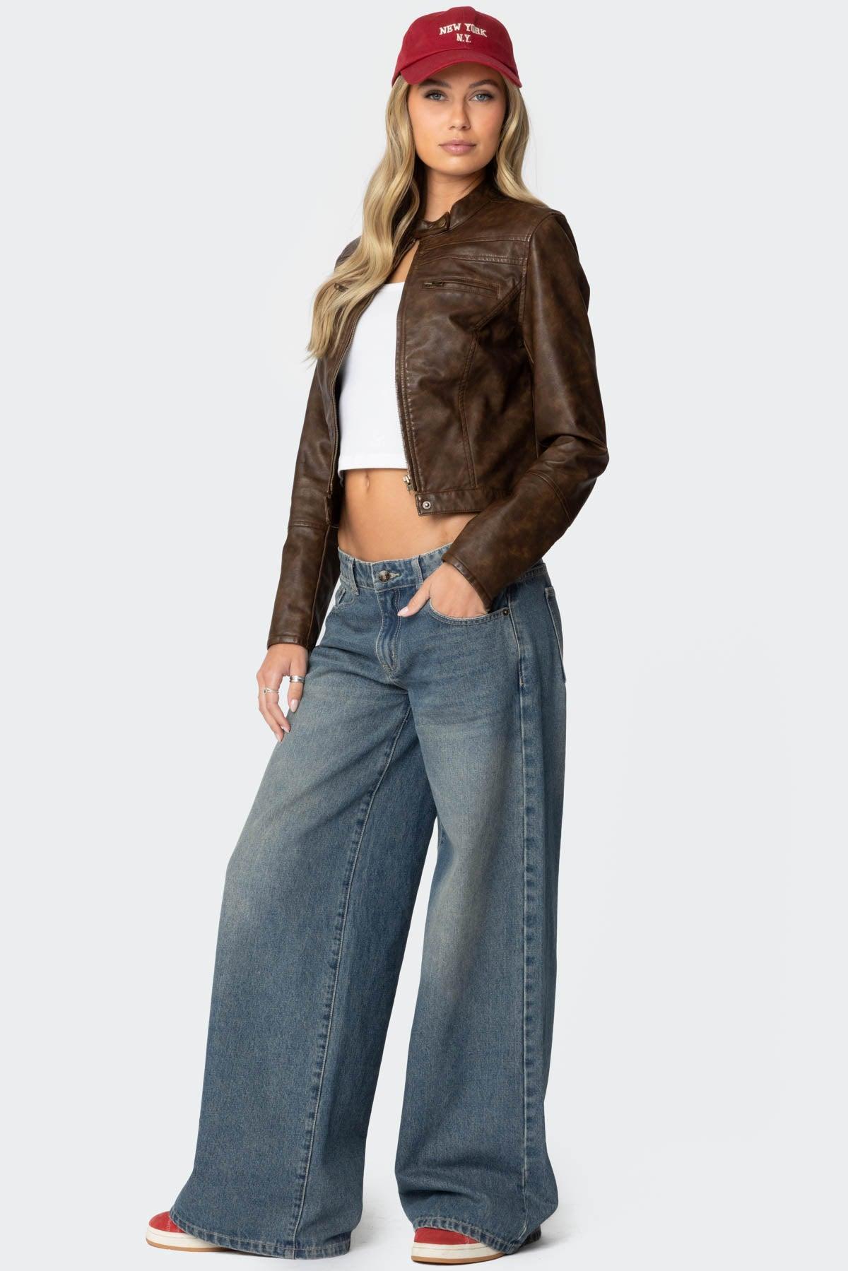 Teddi Washed Faux Leather Jacket Product Image