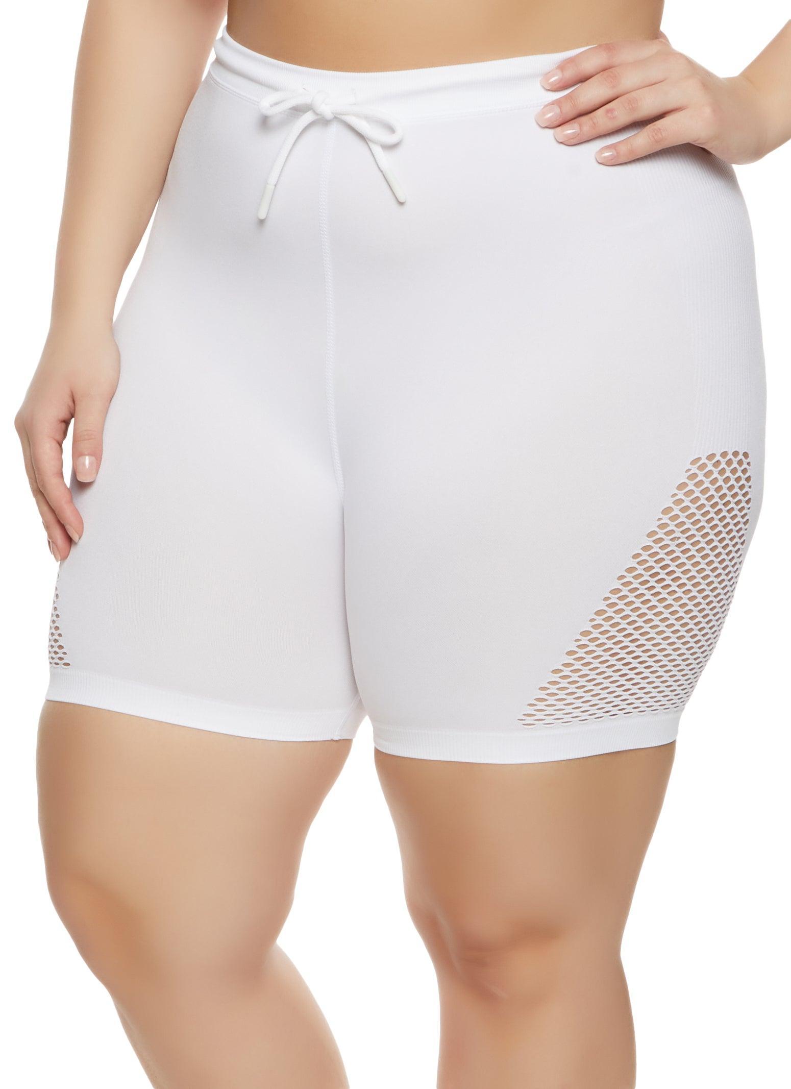 Womens Plus Size Fishnet Laser Cut Shorts Product Image