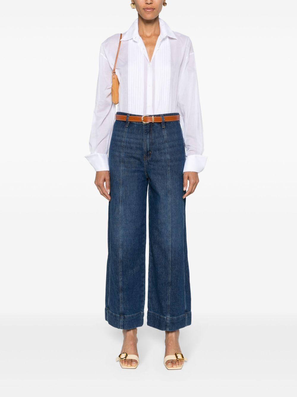 FRAME Seamed High-rise Wide-leg Jeans In Blue Product Image