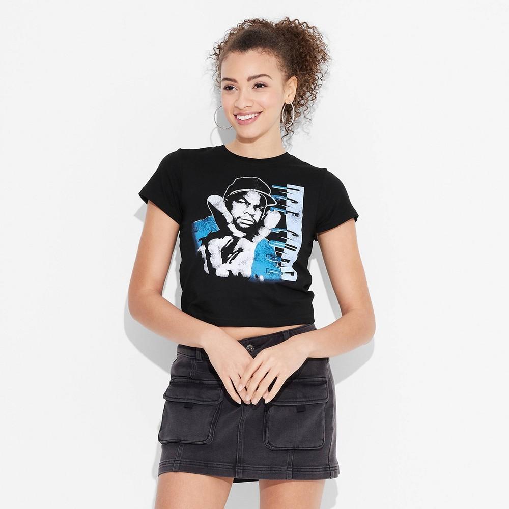 Womens Ice Cube Short Sleeve Graphic Baby T-Shirt - Black Product Image