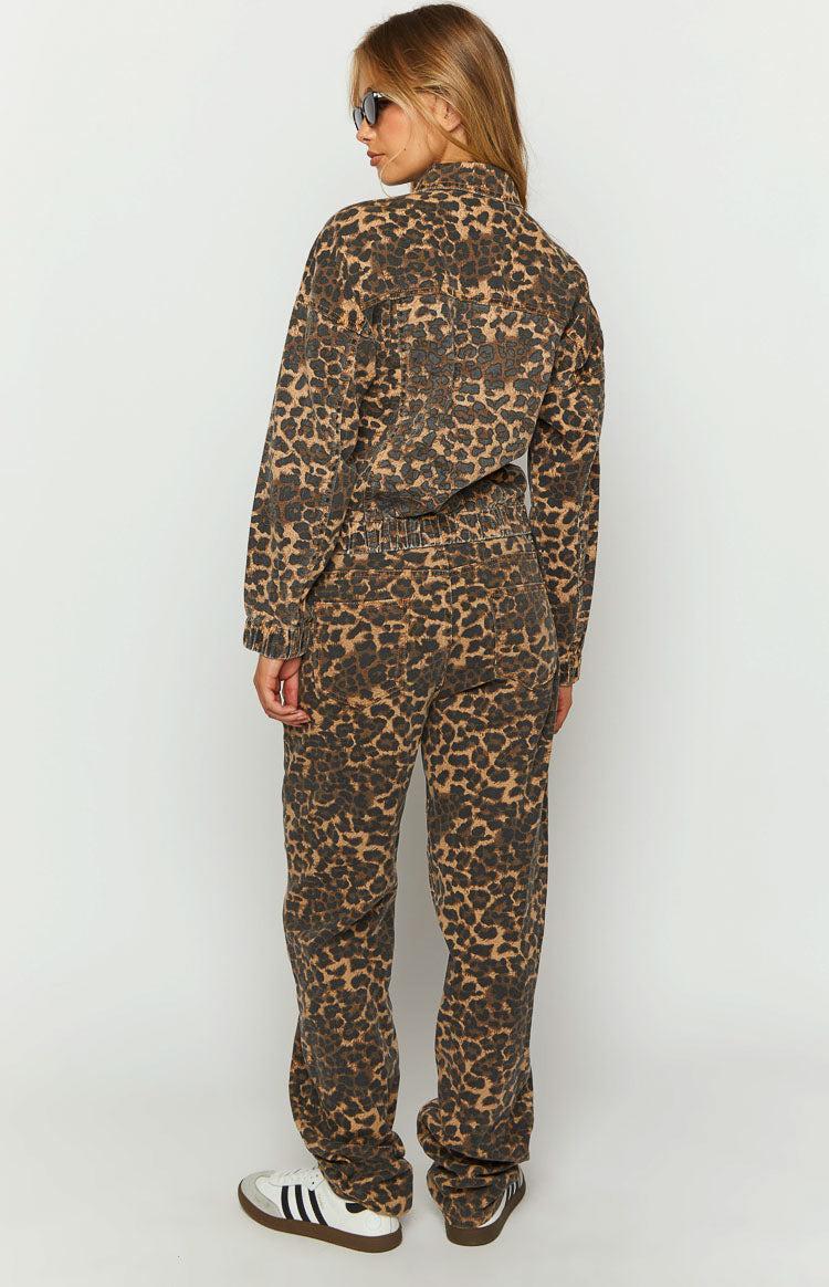 Lioness Carmela Leopard Print Denim Jacket Product Image