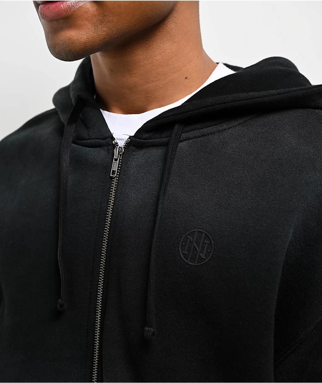 Ninth Hall Fundamentals Sunbleached Black Wash Zip Hoodie Product Image