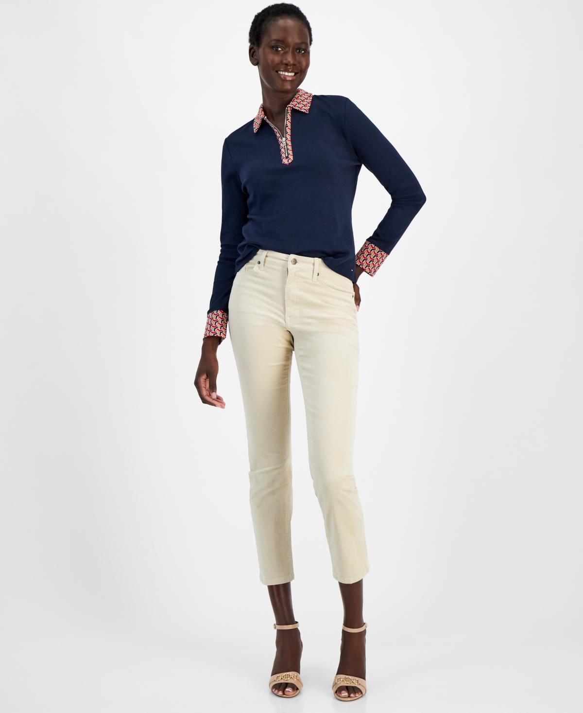 Tommy Hilfiger Womens Straight-Leg Cropped Corduroy Pants Product Image