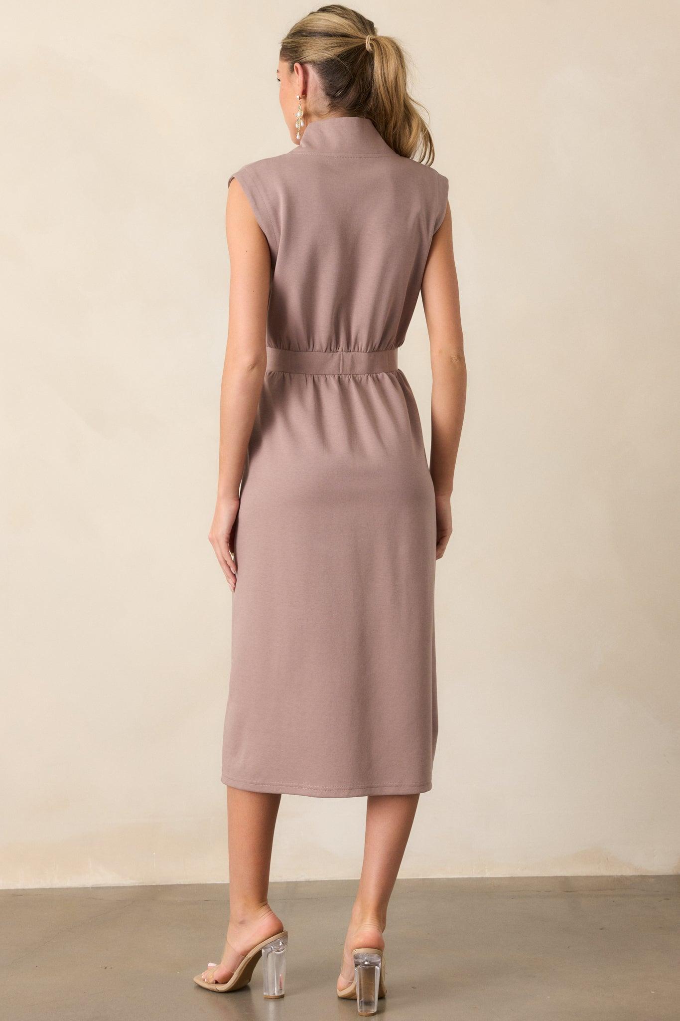 Distant Sun Dark Taupe Sleeveless Midi Dress Product Image