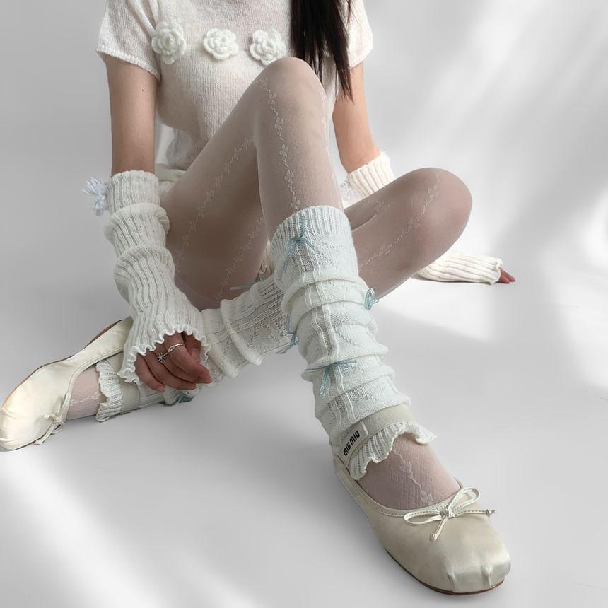 Bow Accent Knit Leg Warmers Product Image