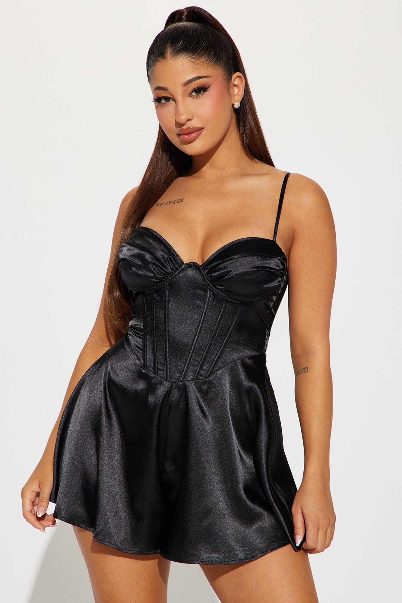 Kimmi Satin Romper - Black Product Image