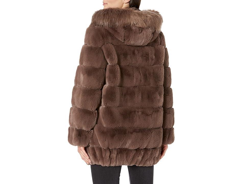 Calvin Klein Hooded Faux Fur Jacket Women's Jacket Product Image