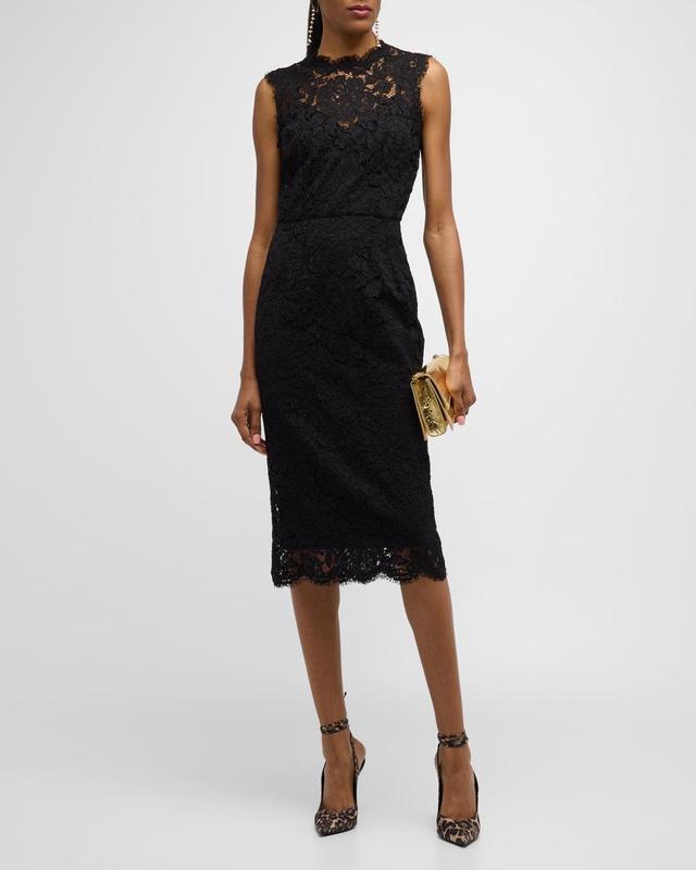 Dolce & Gabbana Sleeveless Semisheer Lace Midi Dress Product Image