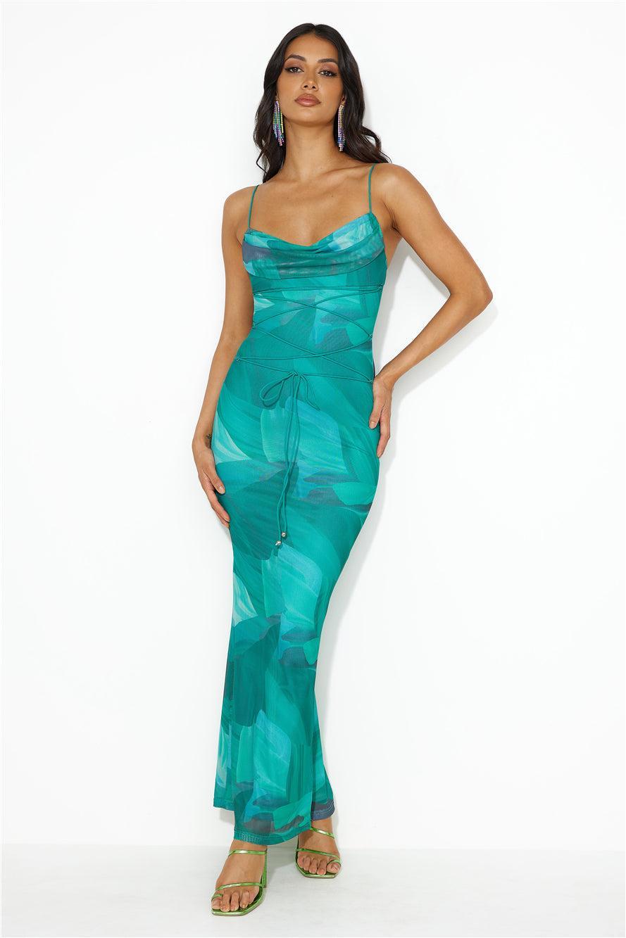 Ocean Dive Mesh Maxi Dress Blue Product Image