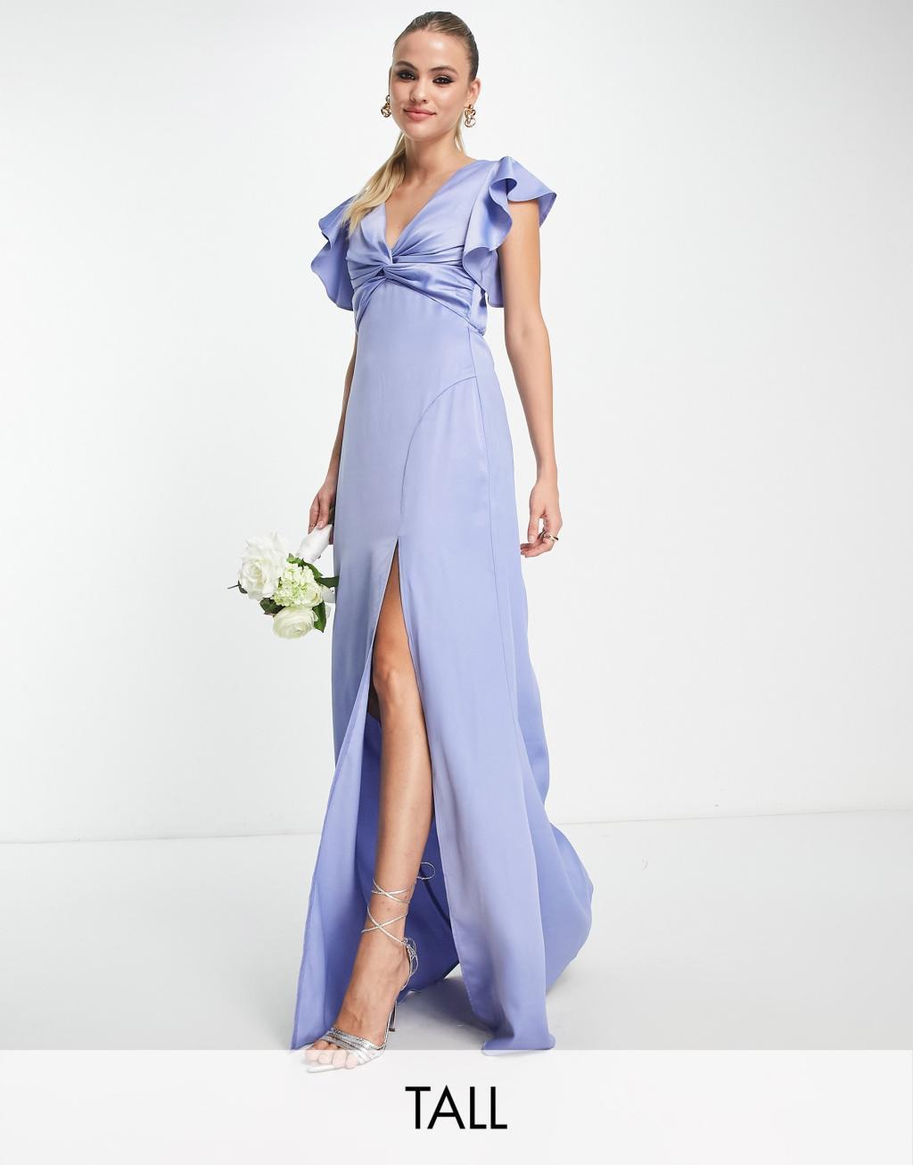 TFNC Tall Bridesmaid twist front maxi dress Product Image